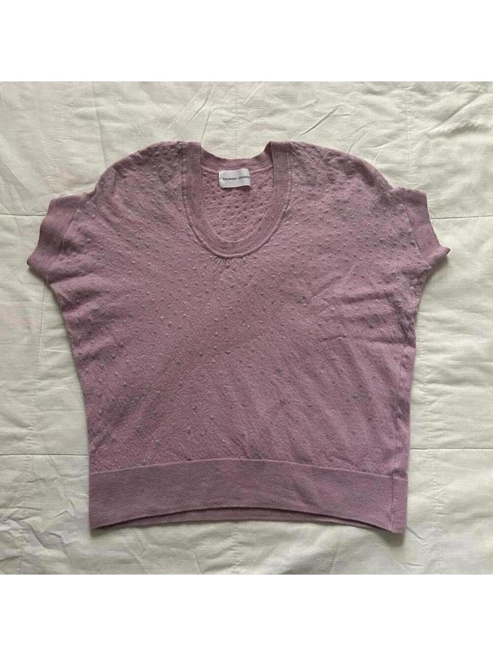 Tsumori Chisato Pink Silver Glitter Dot Wool Blend Knit Top Kidcore Small